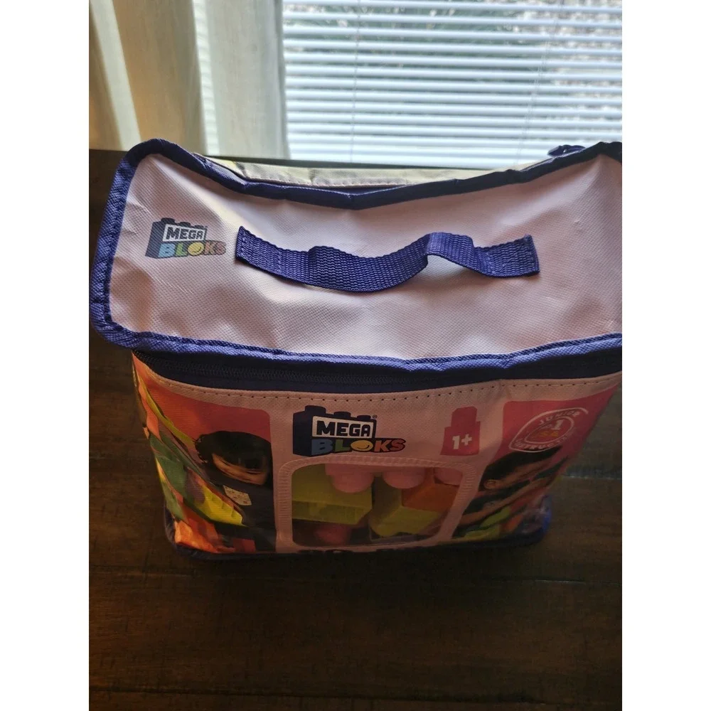 Mega Bloks Fisher-Price Toy Blocks Pink Big Building Bag With Storage -80 Pieces